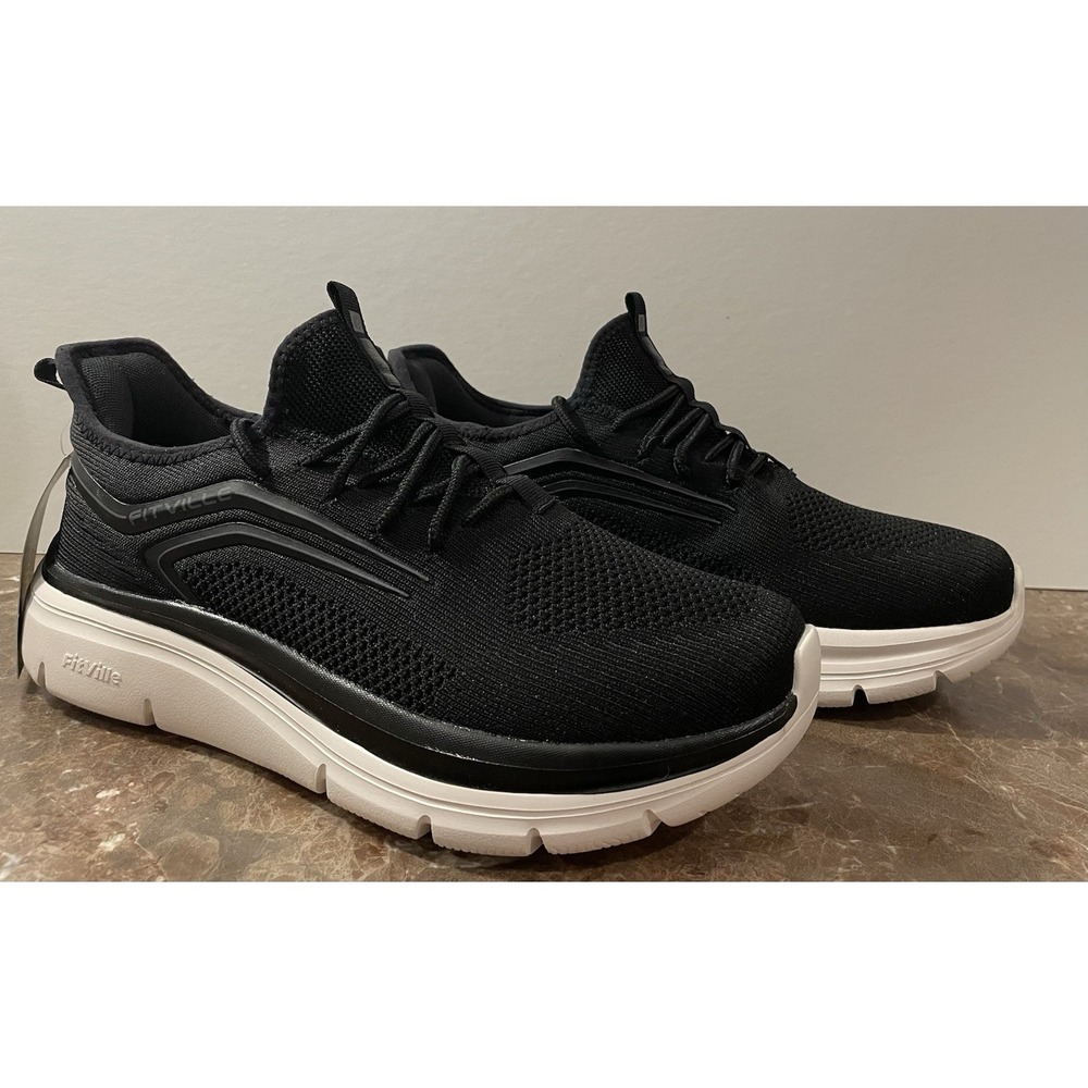 FitVille Mens Black Cloud Strider V1 Diabetic Therapy Comfort Shoes Sz 10 EW NIB